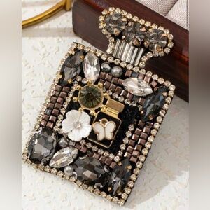 Perfume Bottle Brooch beaded bag charm rhinestone diamond jewelry pin bling gift
